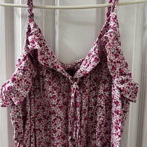 City Chic Pink Floral Ruffle Tie-Front Camisole